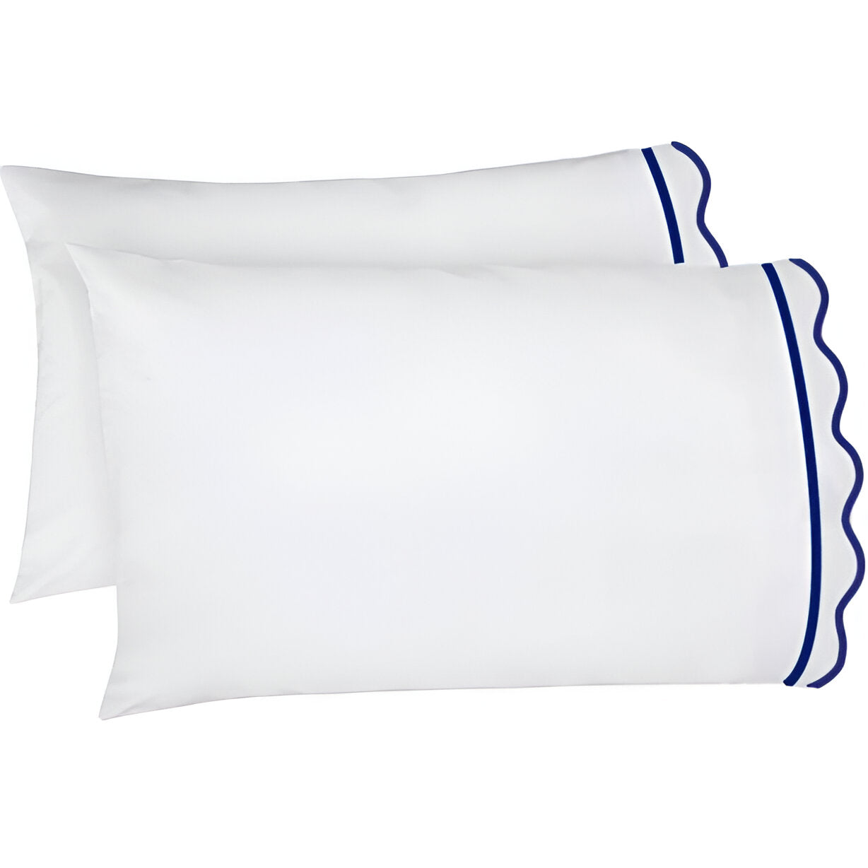 400TC Cotton Scallop Embroidery & Border Sateen Solid Pillowcases (Set Of 2)