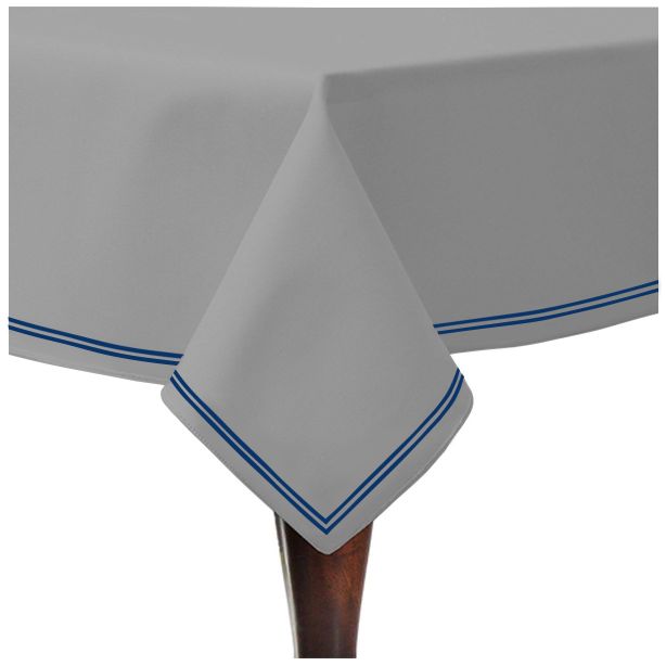 Double Embroidery Border Sateen Cotton Solid Table Cloth - Light Grey
