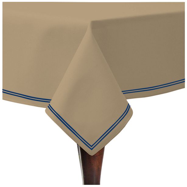 Double Embroidery Border Sateen Cotton Solid Table Cloth - Taupe