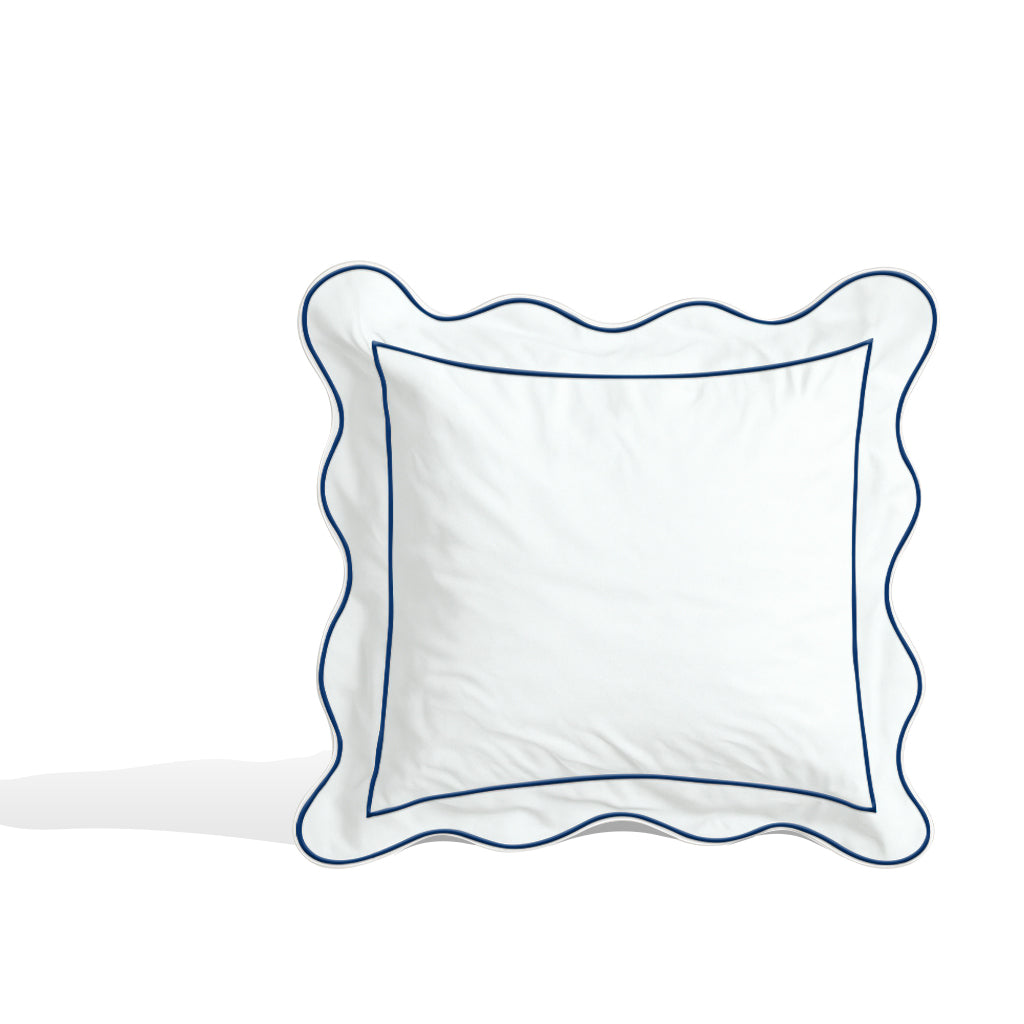 Monogram 400TC Cotton Scallop Embroidery & Border Sateen Solid Euro Sham