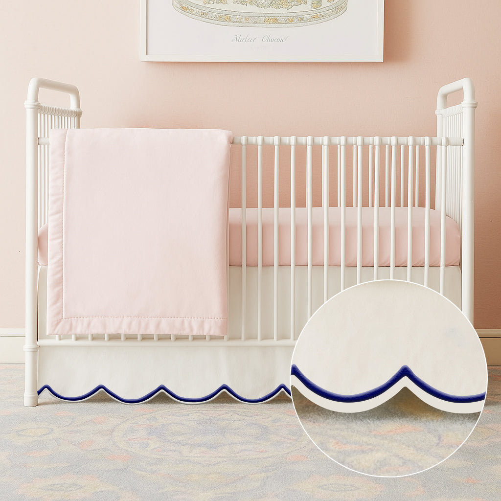 Scallop Embroidery Cotton Crib Skirt