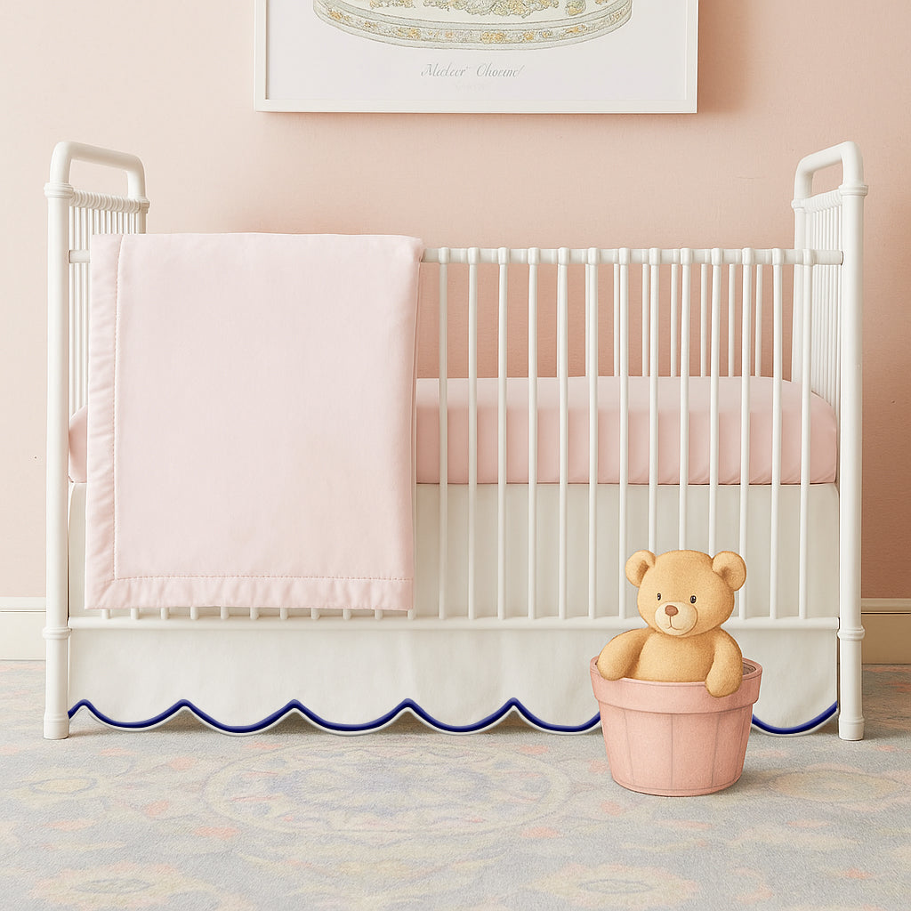 Scallop Embroidery Cotton Crib Skirt