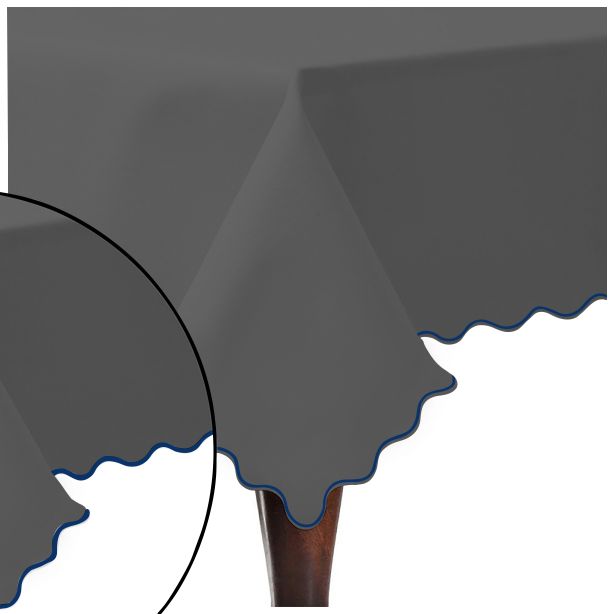 Scallop Embroidery Sateen Cotton Solid Table Cloth - Dark Grey