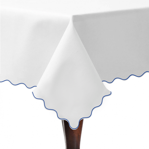 Scallop Embroidery Sateen Cotton Solid Table Cloth