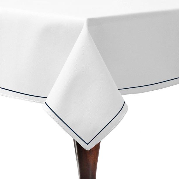 Single Embroidery Border Sateen Poly Cotton Solid Table Cloth