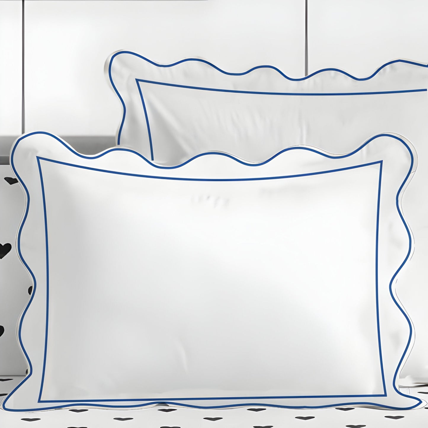 400TC Cotton Scallop Embroidery & Border Sateen Solid Duvet Cover Set