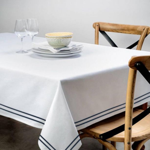 Double Embroidery Border Poly Cotton Sateen Solid Table Cloth