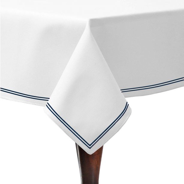Double Embroidery Border Cotton Sateen Solid Table Cloth