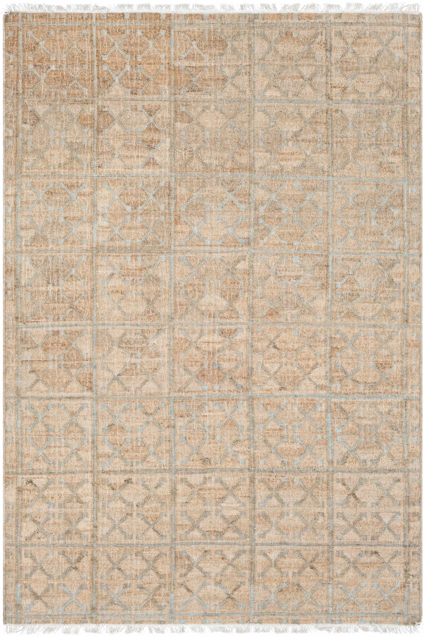 Rice Dusty Sage Fringed Jute Carpet