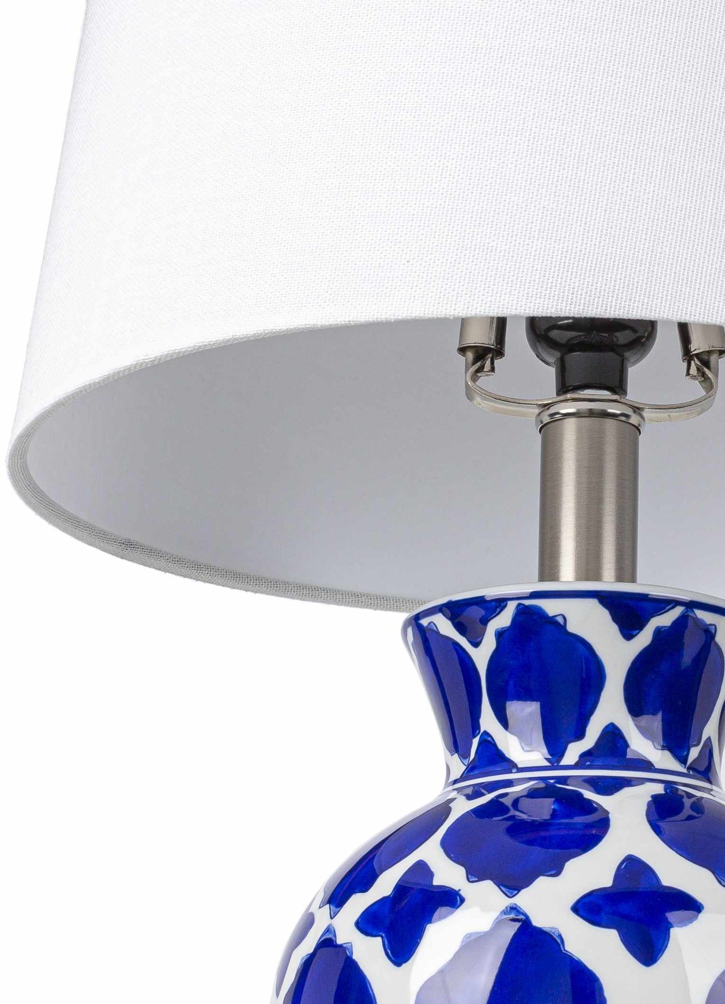 Pangian White & Blue Patterned Ceramic Table Lamp