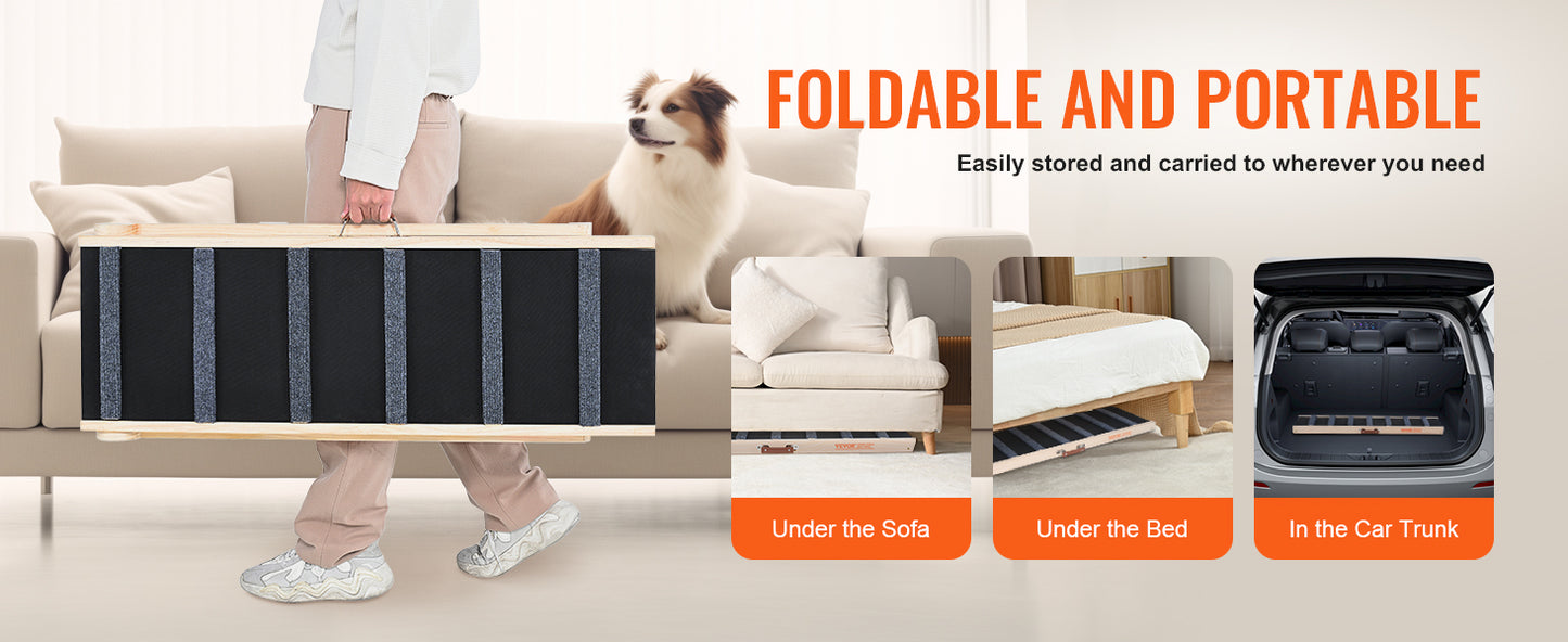 Elevated Companion: Adjustable Folding Wooden Dog Ramp for Sofa, Bed & Car (SucceBuy)