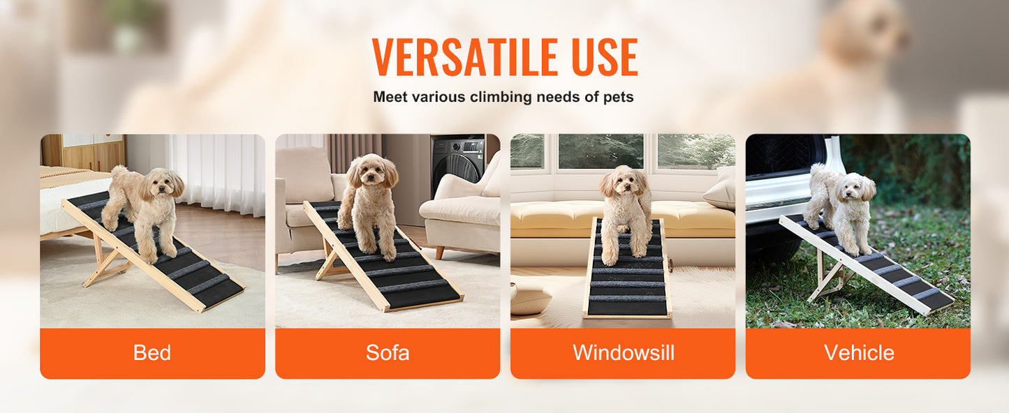 Elevated Companion: Adjustable Folding Wooden Dog Ramp for Sofa, Bed & Car (SucceBuy)