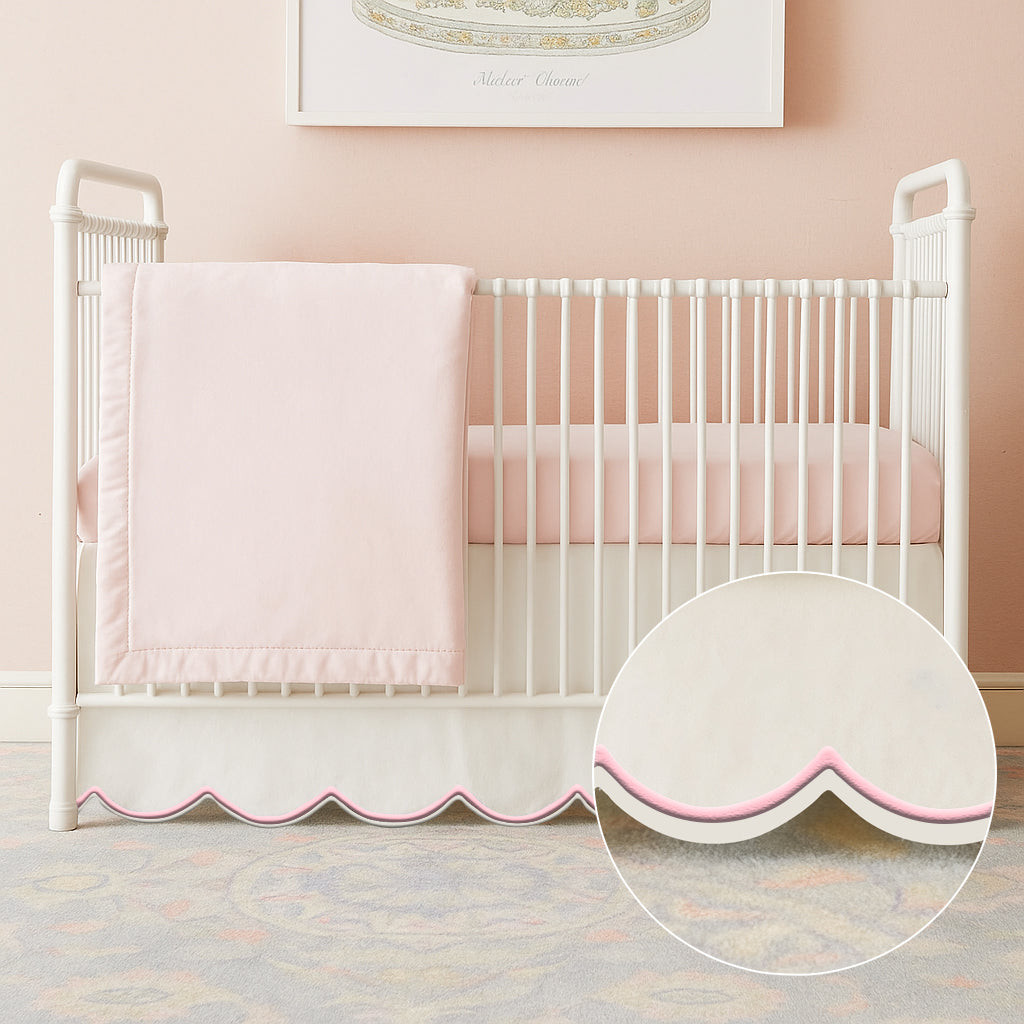 Scallop Embroidery Cotton Crib Skirt