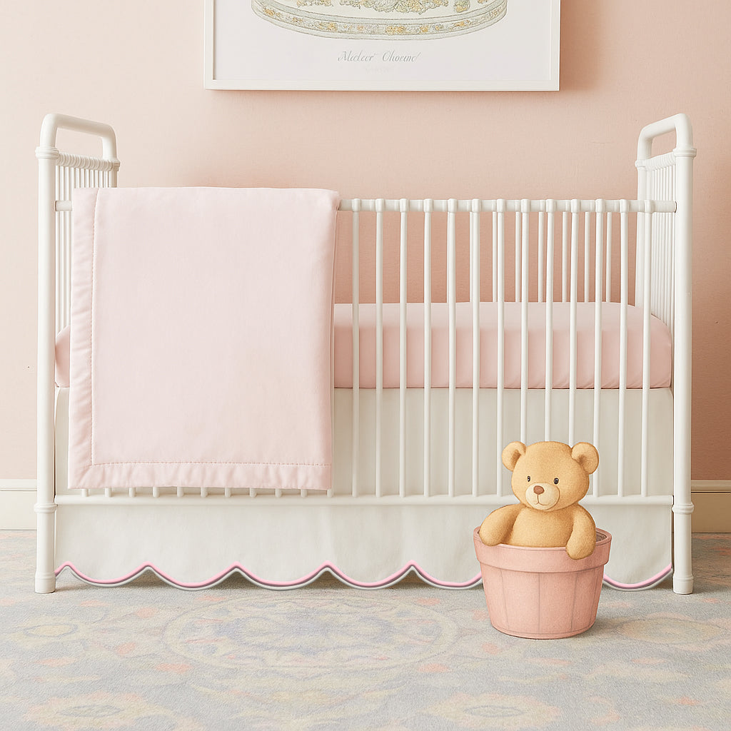 Scallop Embroidery Cotton Crib Skirt