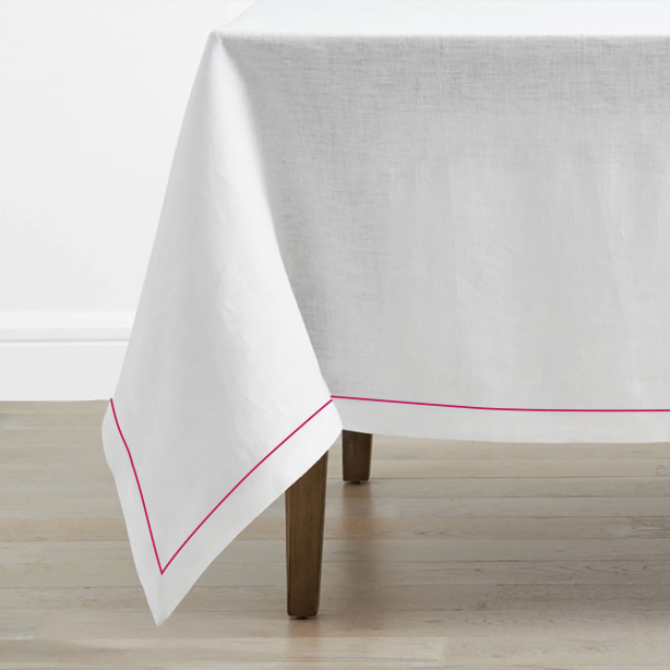 Single Embroidery Border Linen Table Cloth