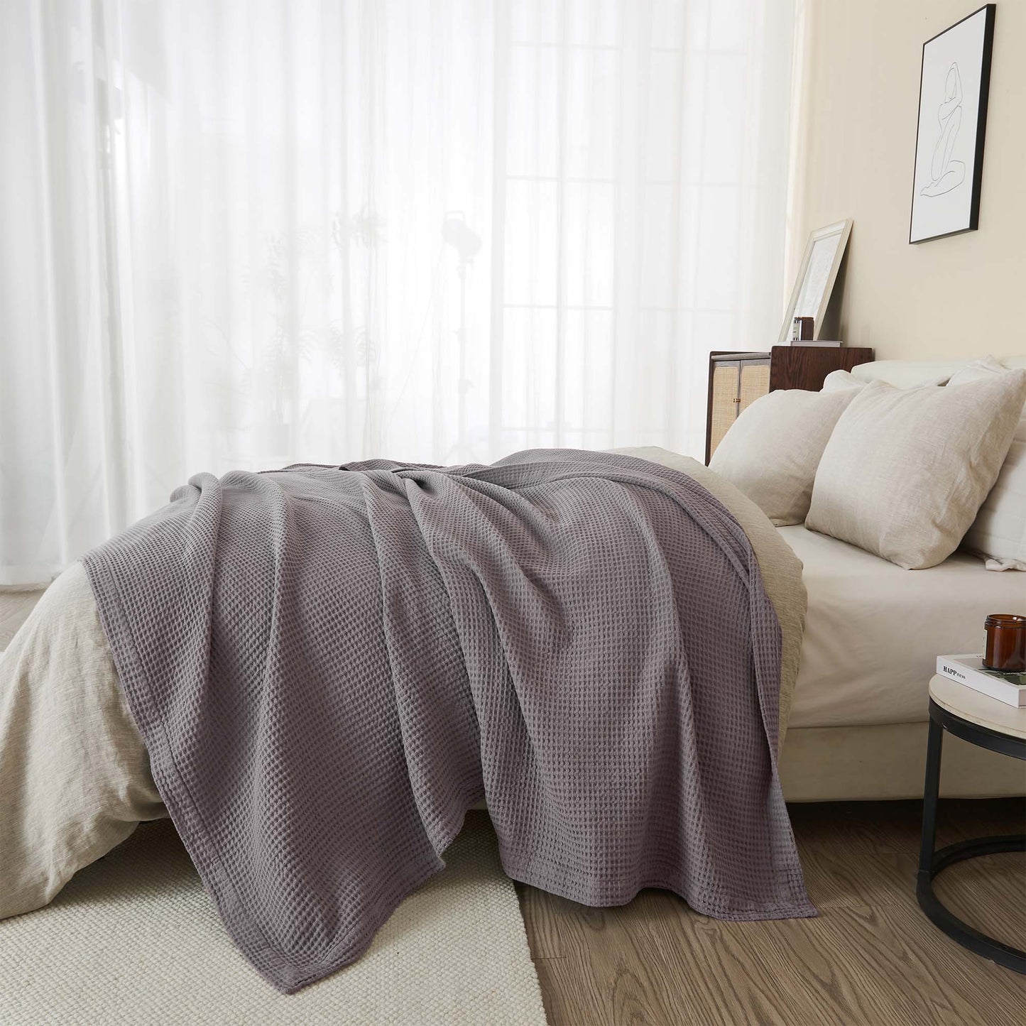 100% Cotton Waffle Weave Blanket - Mikala Collection