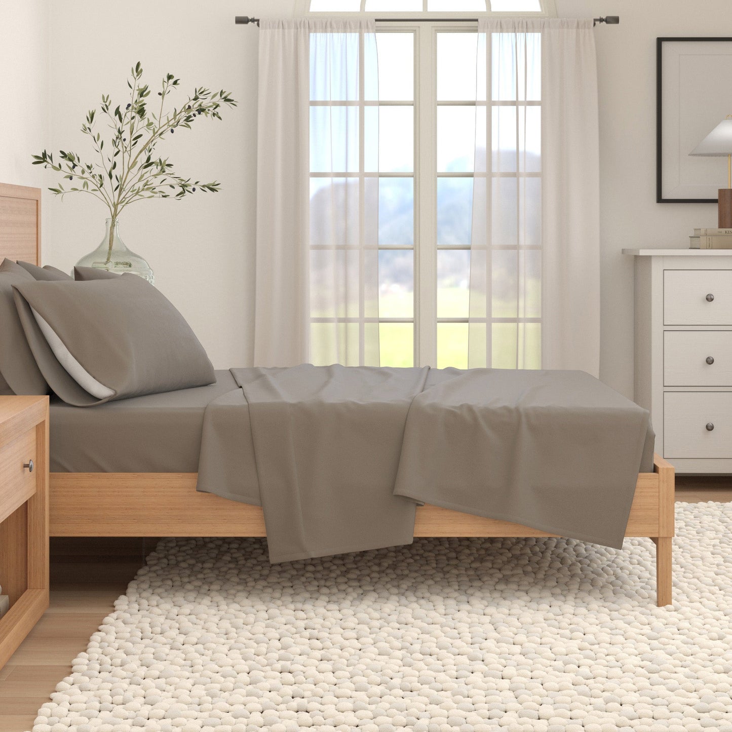 4-Piece Cotton Solid Flannel Sheet - Nordic Collection