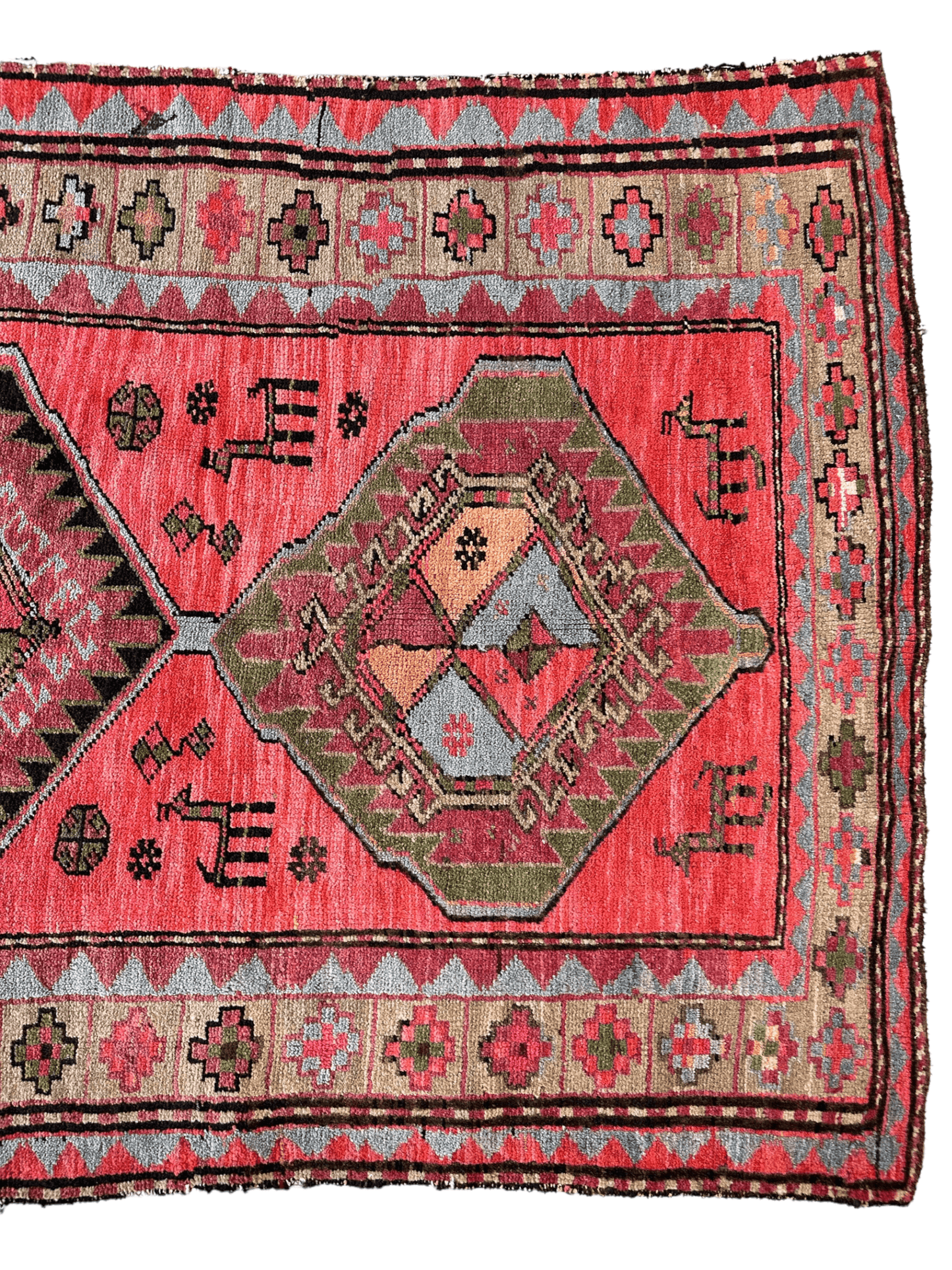 Rare Antique Handmade Caucasian Runner Rug 3’7" x 9’2"