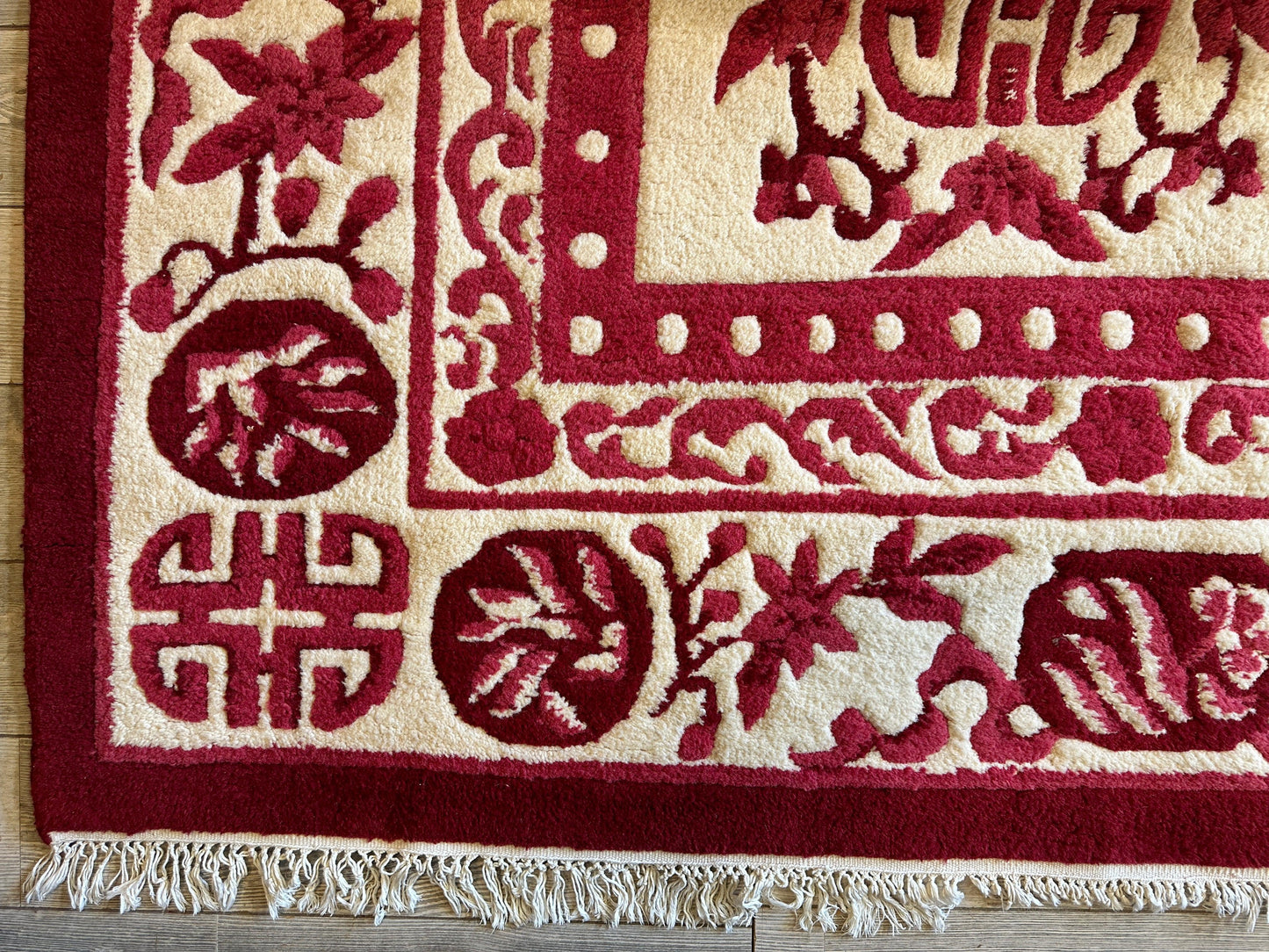 Red & Beige Chinese Art Deco Style Rug 11 x 15