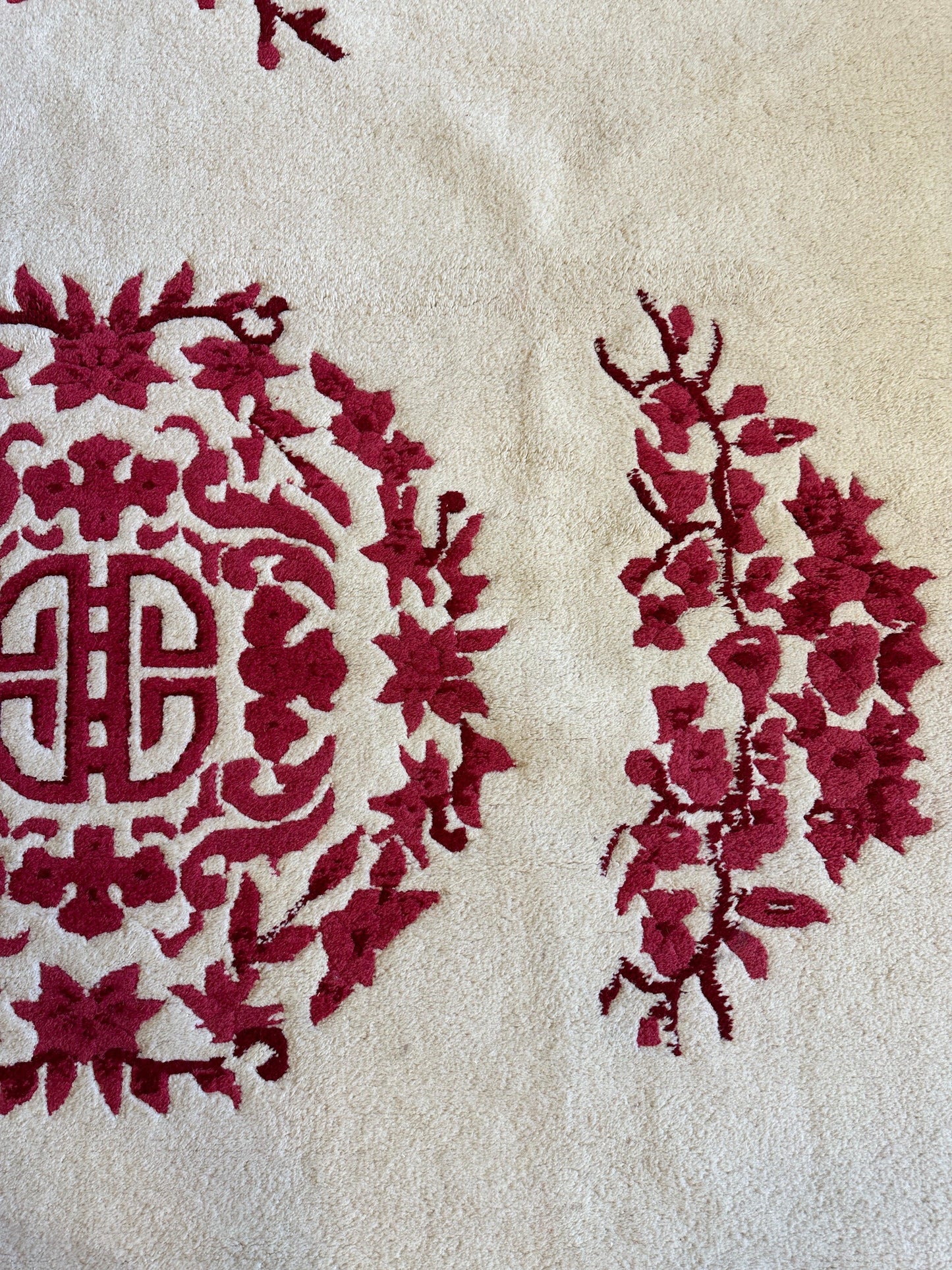 Red & Beige Chinese Art Deco Style Rug 11 x 15