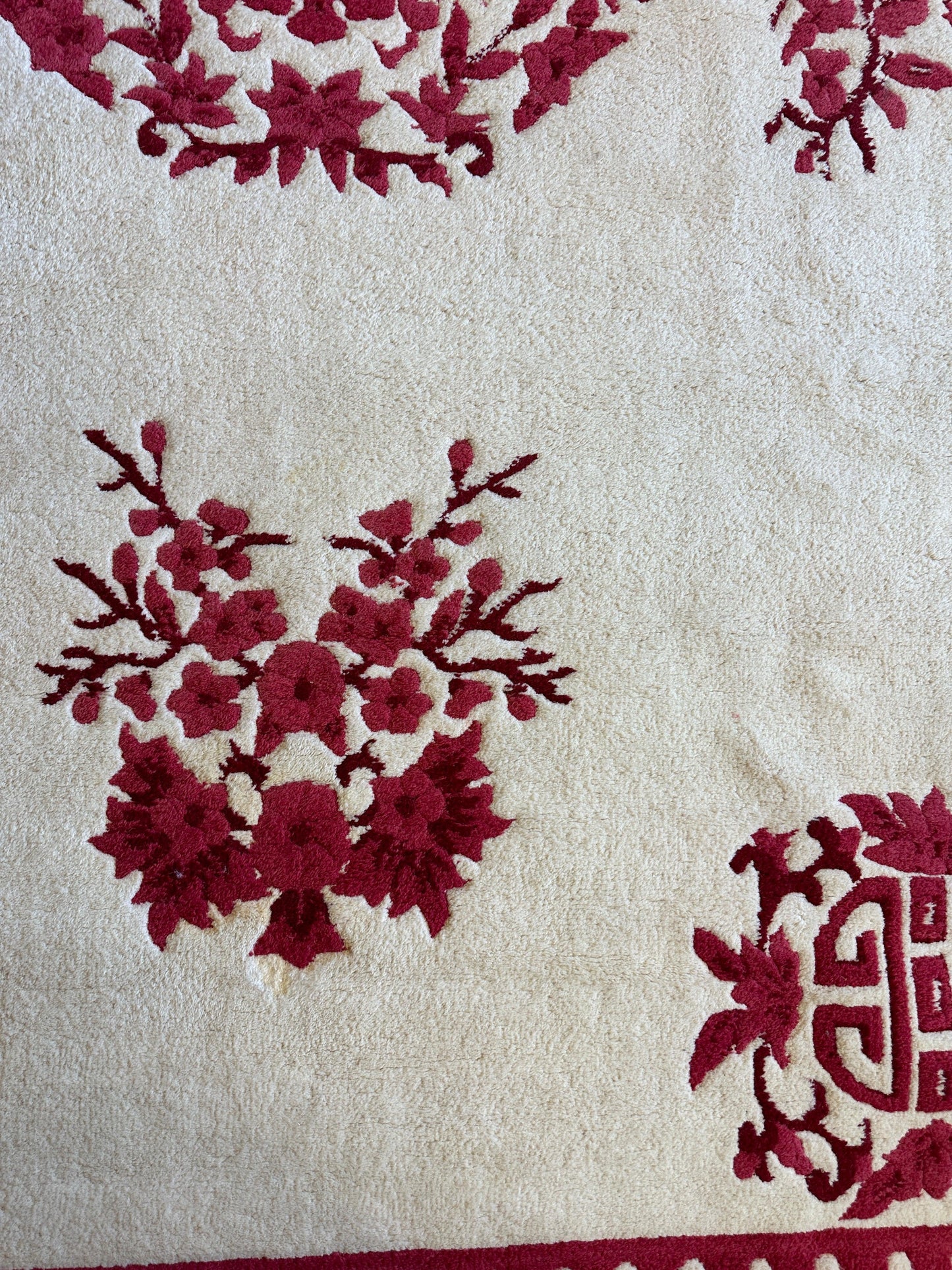 Red & Beige Chinese Art Deco Style Rug 11 x 15