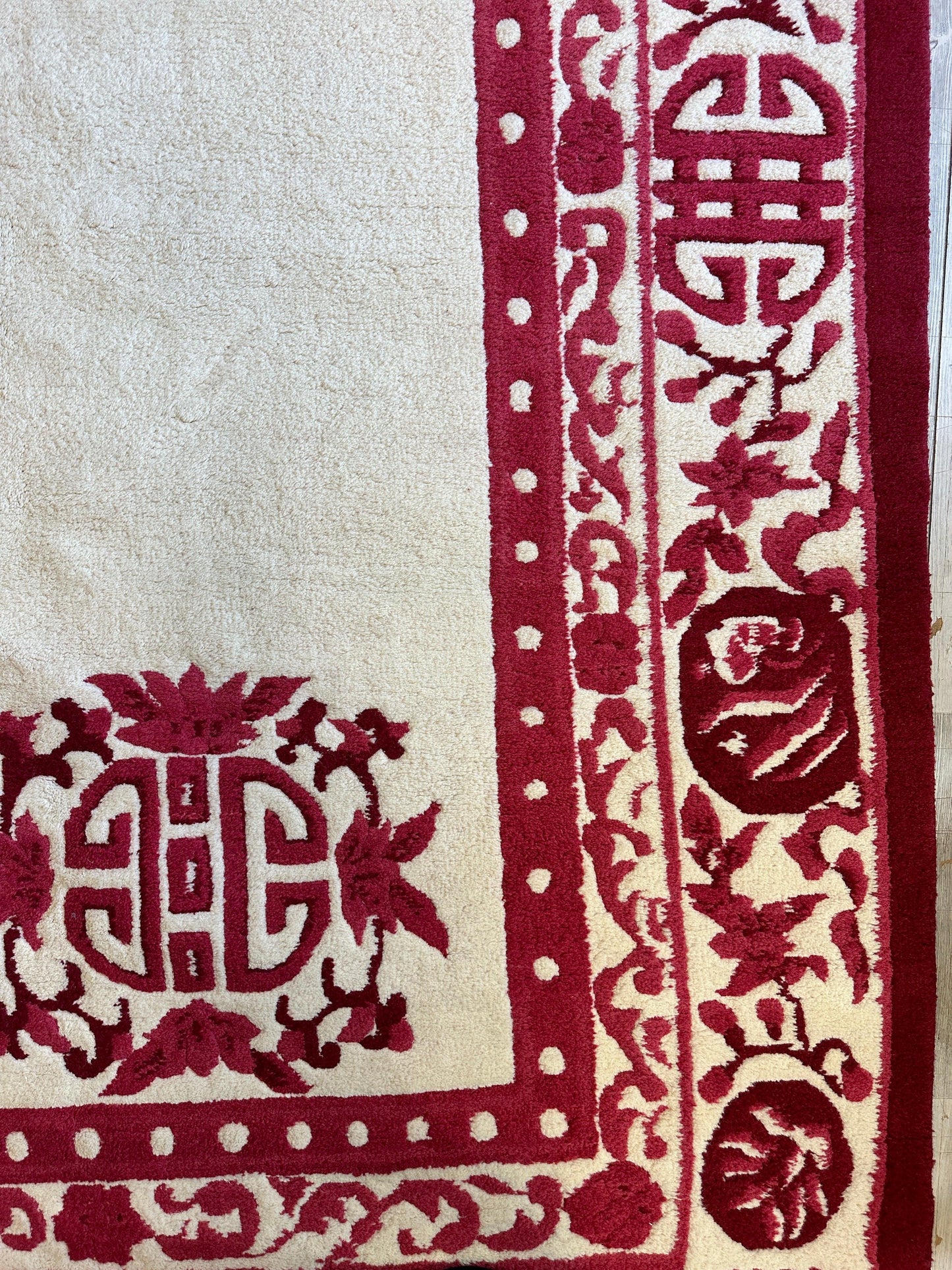 Red & Beige Chinese Art Deco Style Rug 11 x 15