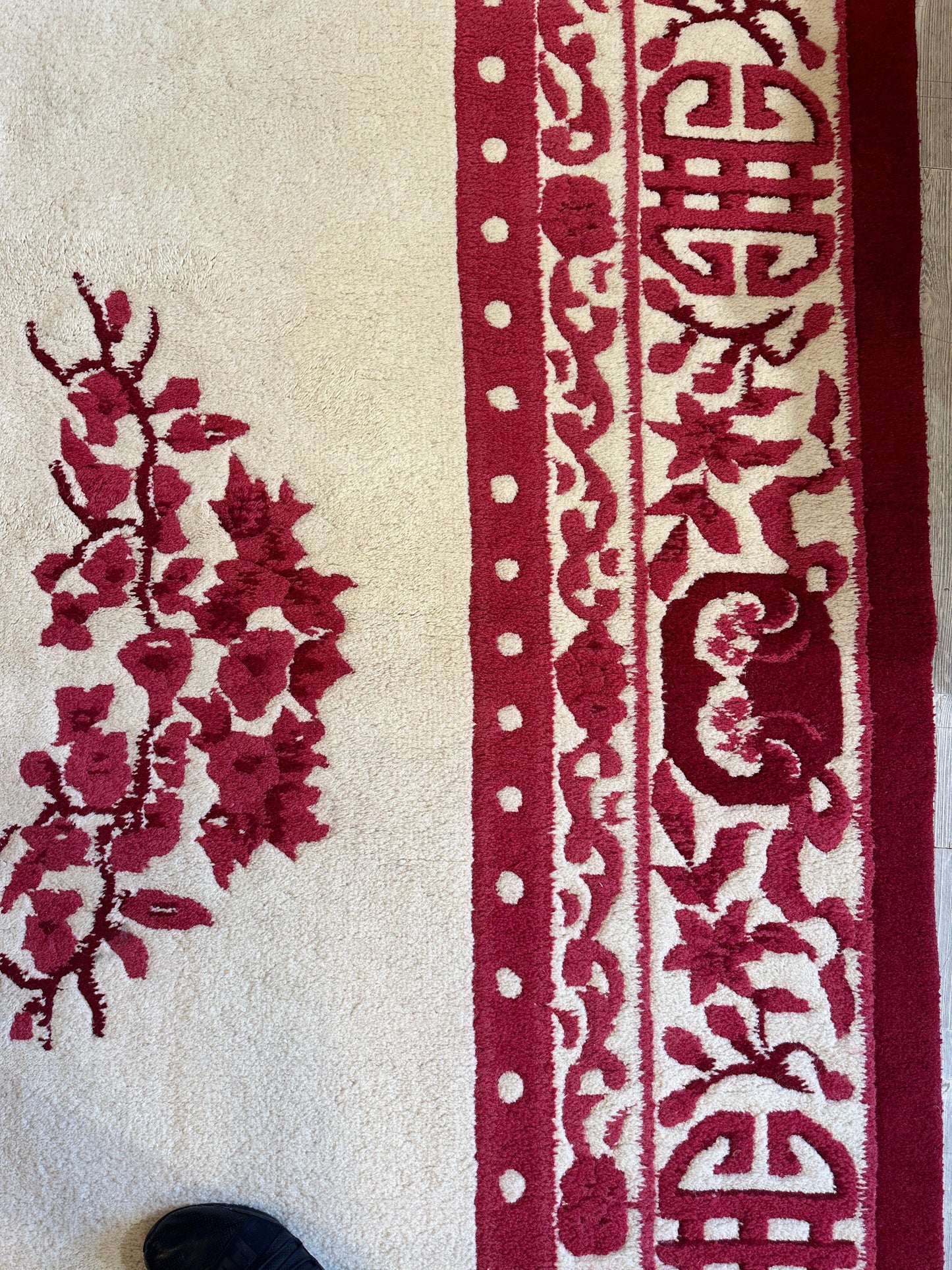 Red & Beige Chinese Art Deco Style Rug 11 x 15