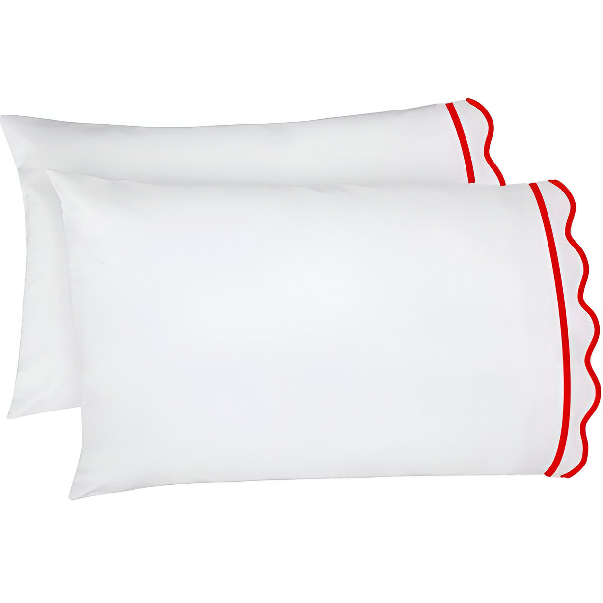 400TC Cotton Scallop Embroidery & Border Sateen Solid Pillowcases (Set Of 2)
