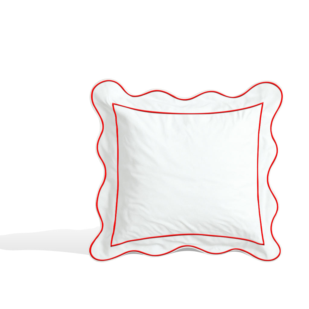 Monogram 400TC Cotton Scallop Embroidery & Border Sateen Solid Euro Sham