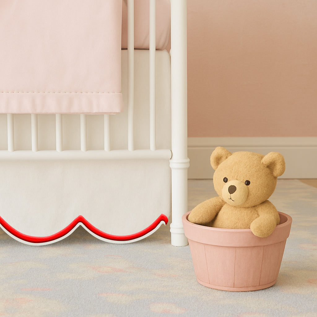 Scallop Embroidery Cotton Crib Skirt