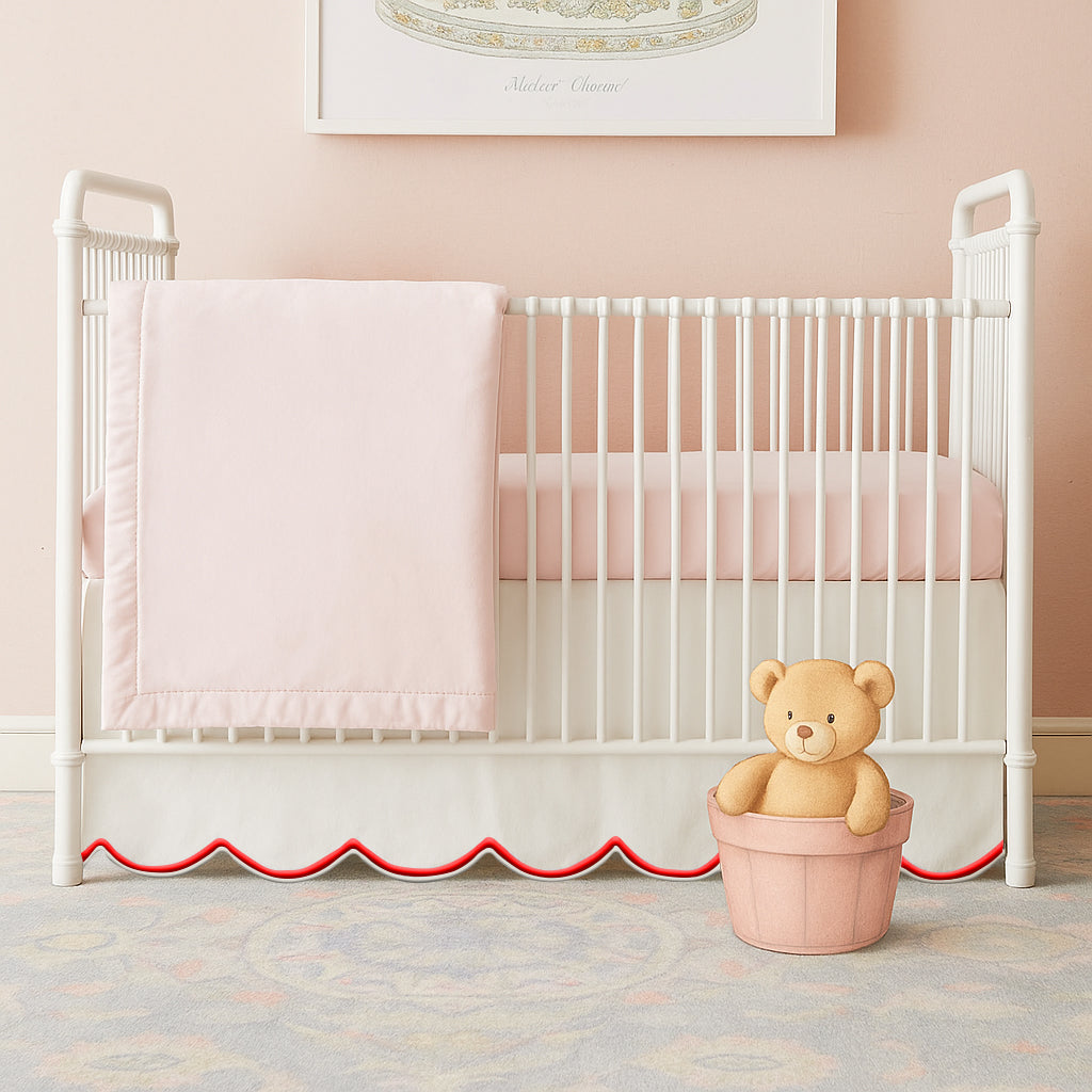 Scallop Embroidery Cotton Crib Skirt