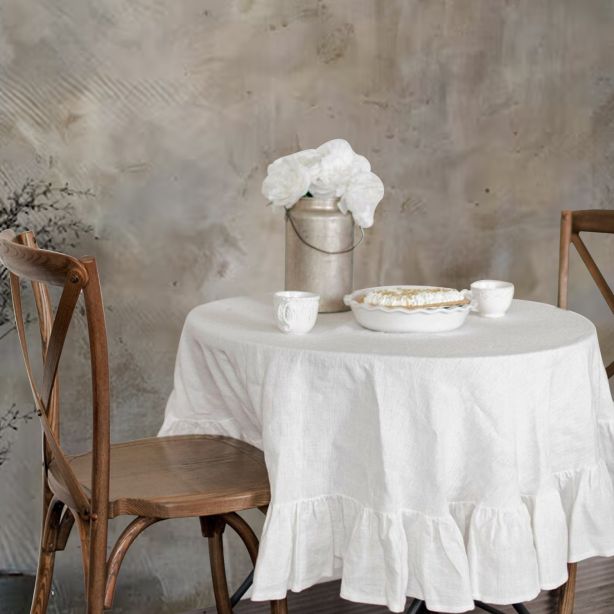 Ruffle Linen Table Cloth