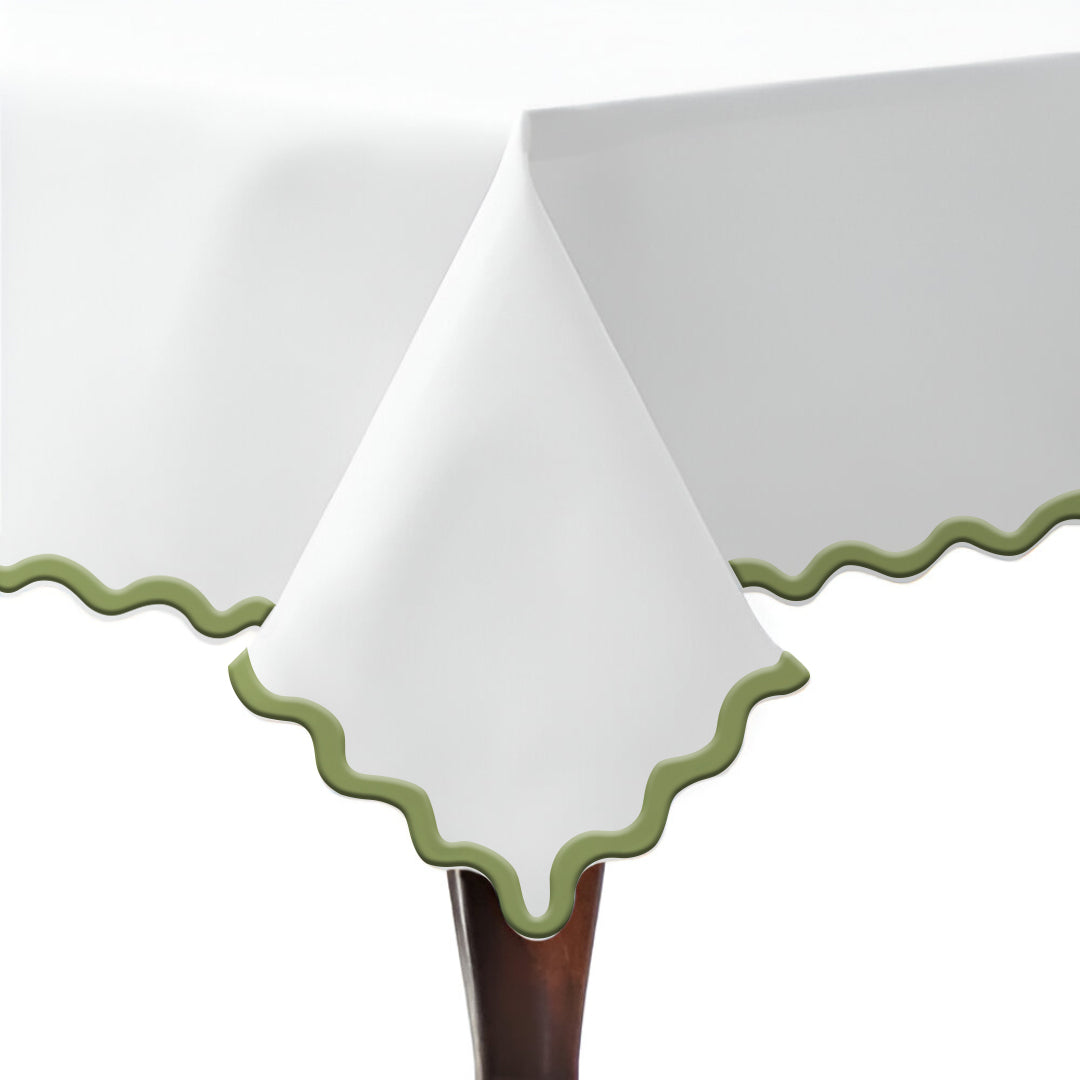 Applique Scalloped Embroidery Cotton Table Cloth