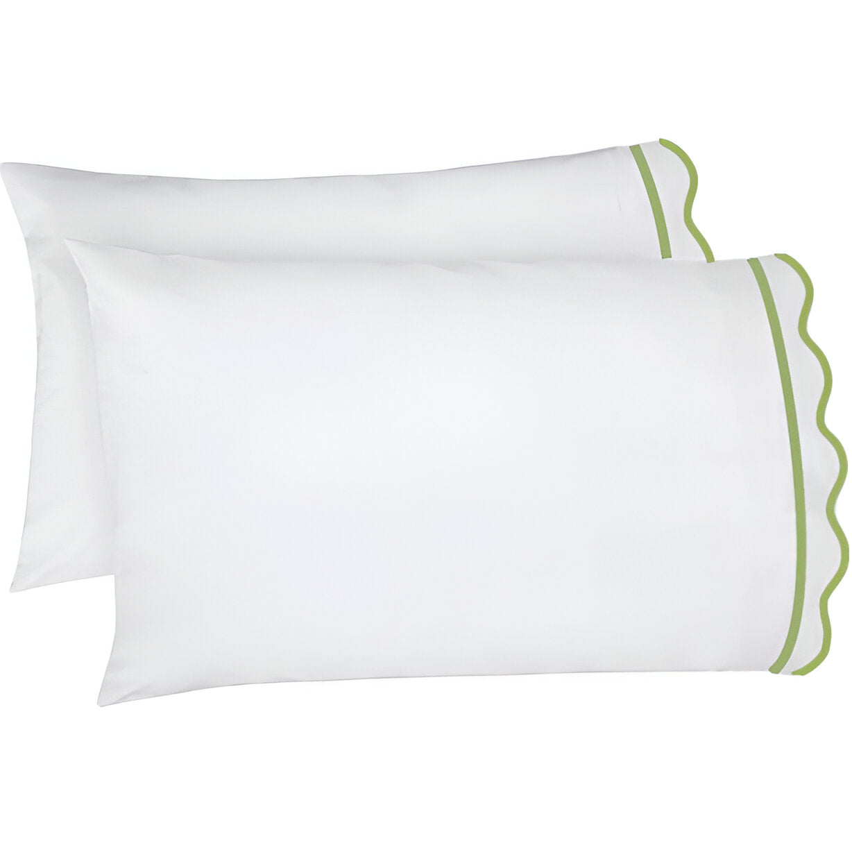 400TC Cotton Scallop Embroidery & Border Sateen Solid Pillowcases (Set Of 2)