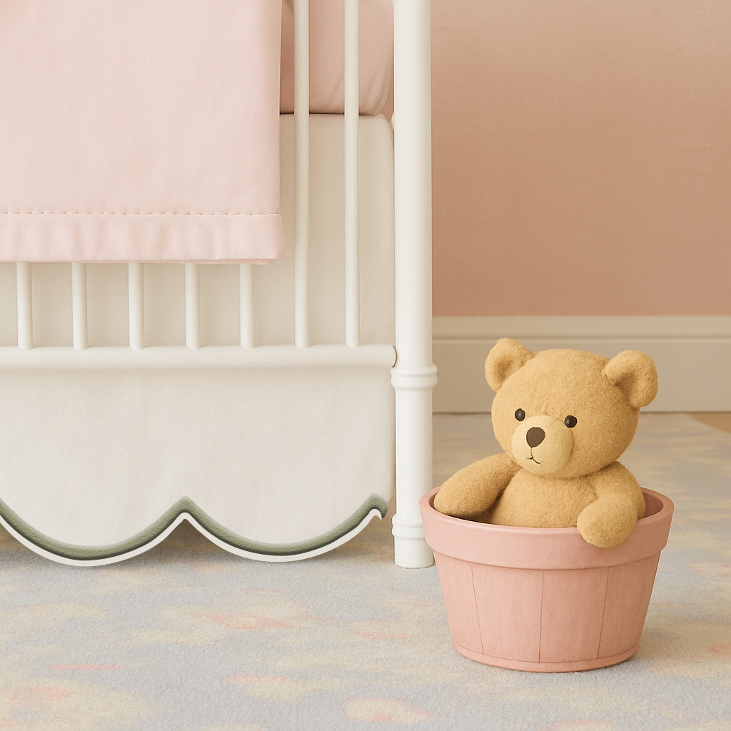 Scallop Embroidery Cotton Crib Skirt