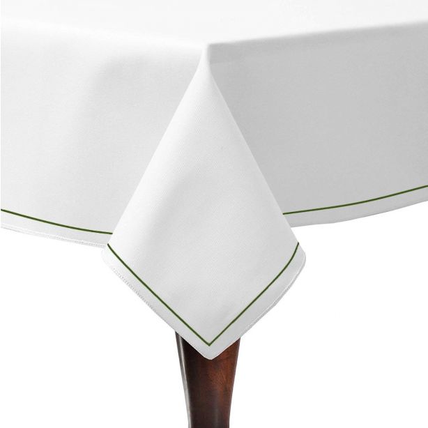 Single Embroidery Border Sateen Cotton Solid Table Cloth