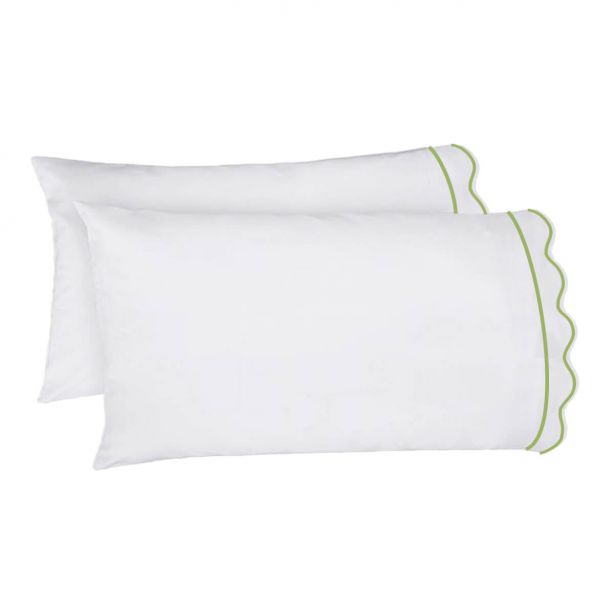 400TC Cotton Scallop Embroidery & Border Sateen Solid Sheet Set