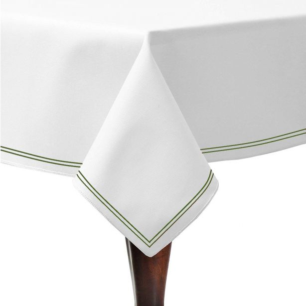 Double Embroidery Border Cotton Sateen Solid Table Cloth