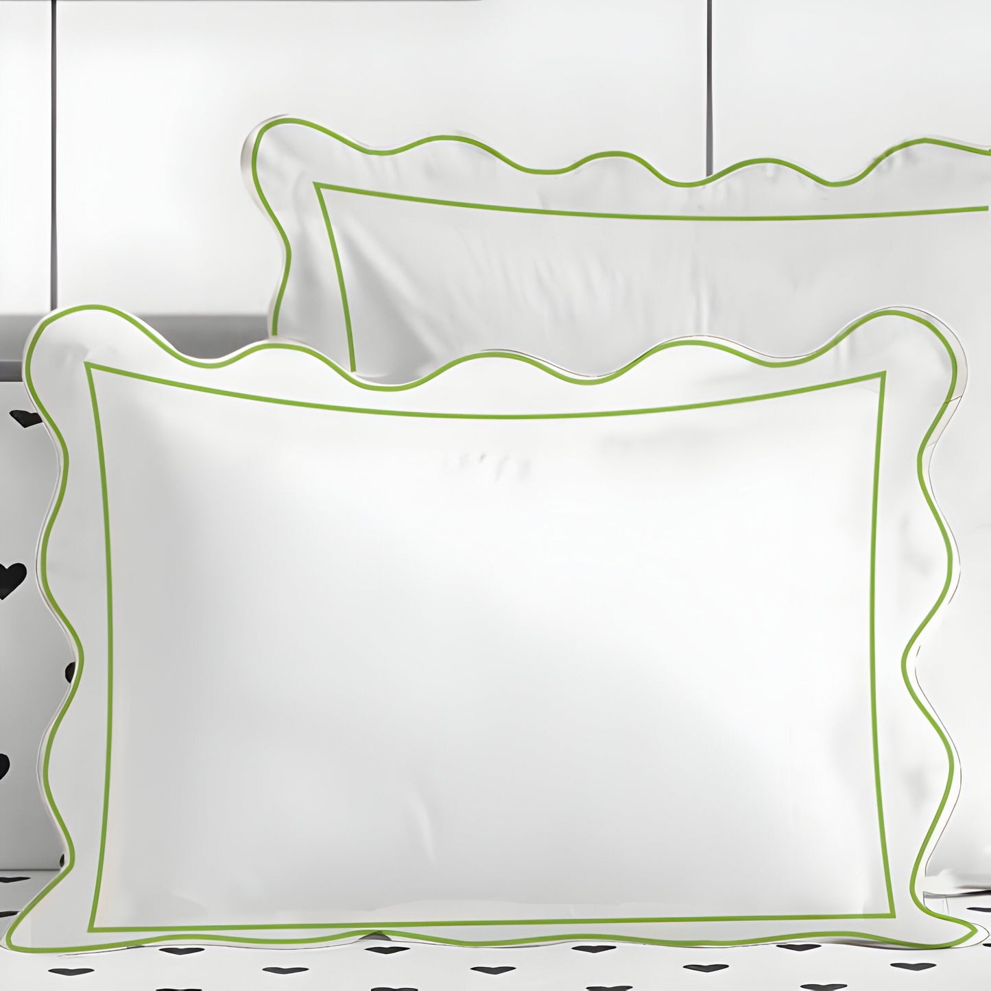 400TC Cotton Scallop Embroidery & Border Sateen Solid Duvet Cover Set