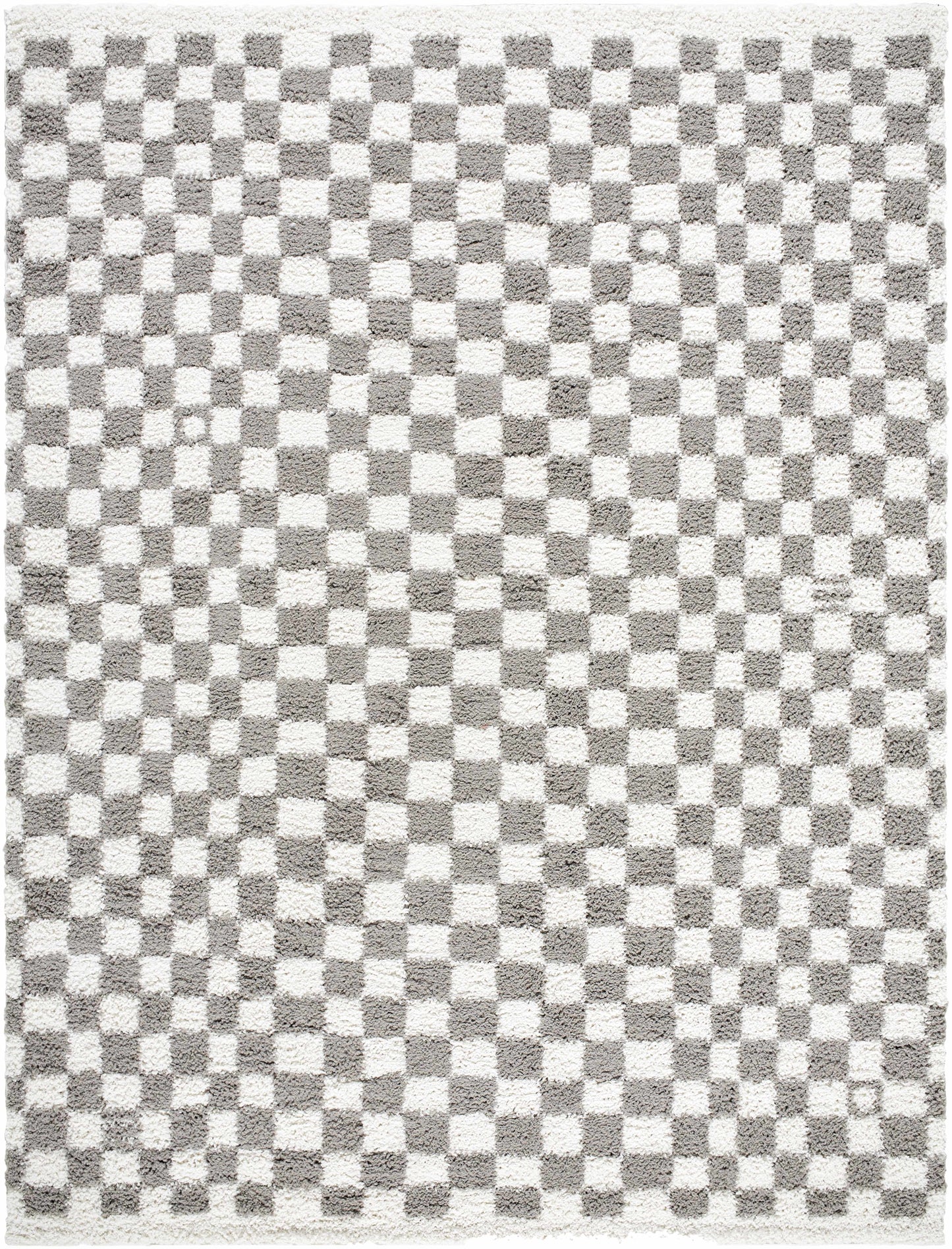 Kieu Taupe Checkered Plush Rug