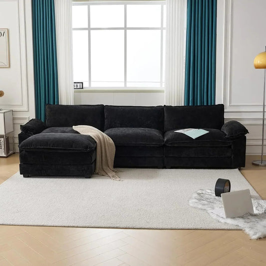 The Marrakech Cloud Sofa – Luxe L-Shaped Chenille Sectional with Ottoman by The House of Bonney