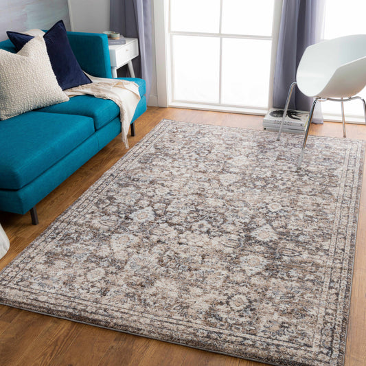 Talihina Brown Luxe Damask Rug