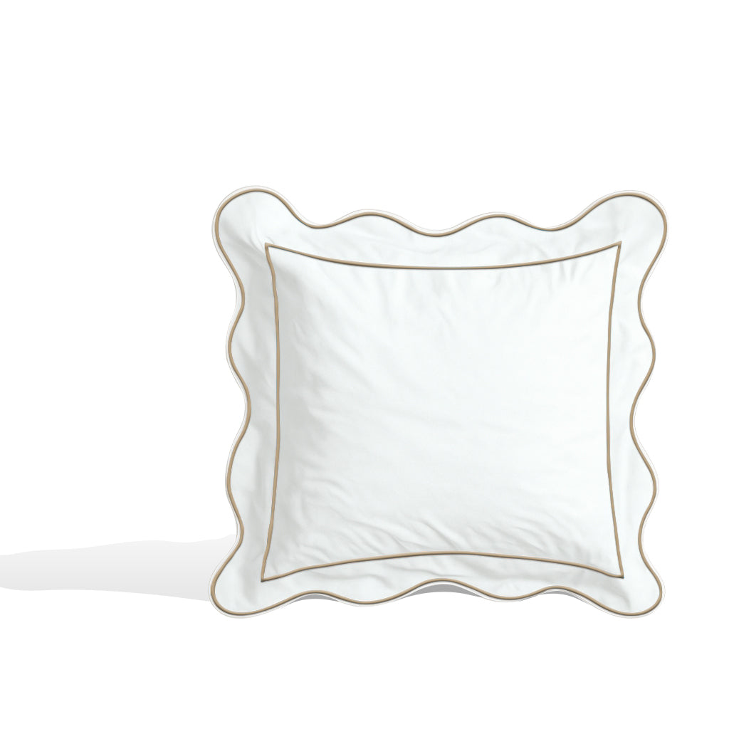 Monogram 400TC Cotton Scallop Embroidery & Border Sateen Solid Euro Sham