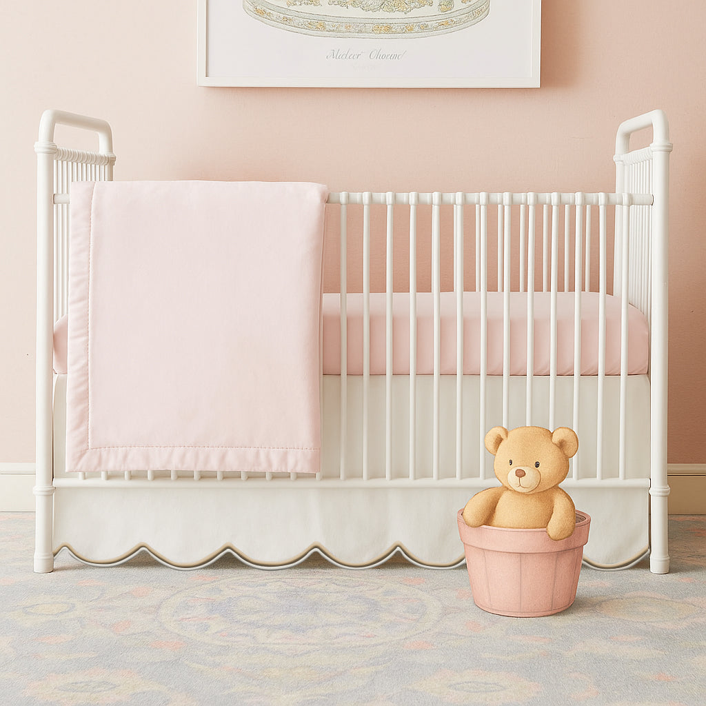 Scallop Embroidery Cotton Crib Skirt