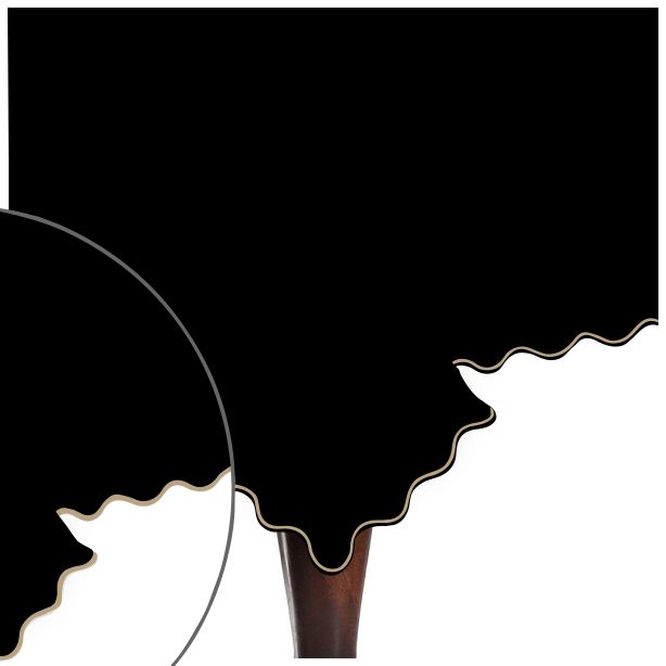 Scallop Embroidery Sateen Cotton Solid Table Cloth - Black