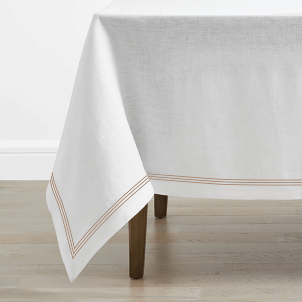 Triple Embroidery Border Linen Table Cloth