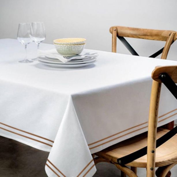 Double Embroidery Border Cotton Sateen Solid Table Cloth