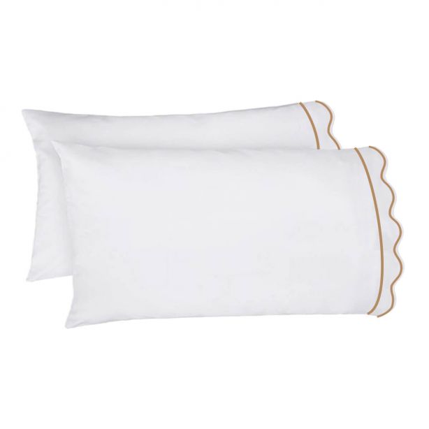 400TC Cotton Scallop Embroidery & Border Sateen Solid Sheet Set