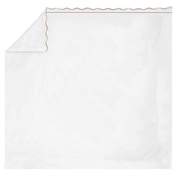 400TC Cotton Scallop Embroidery & Border Sateen Solid Sheet Set
