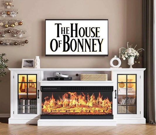 The House Of Bonney 70" Media Console – Modern Elegance with 3-Sided Panoramic Fireplace